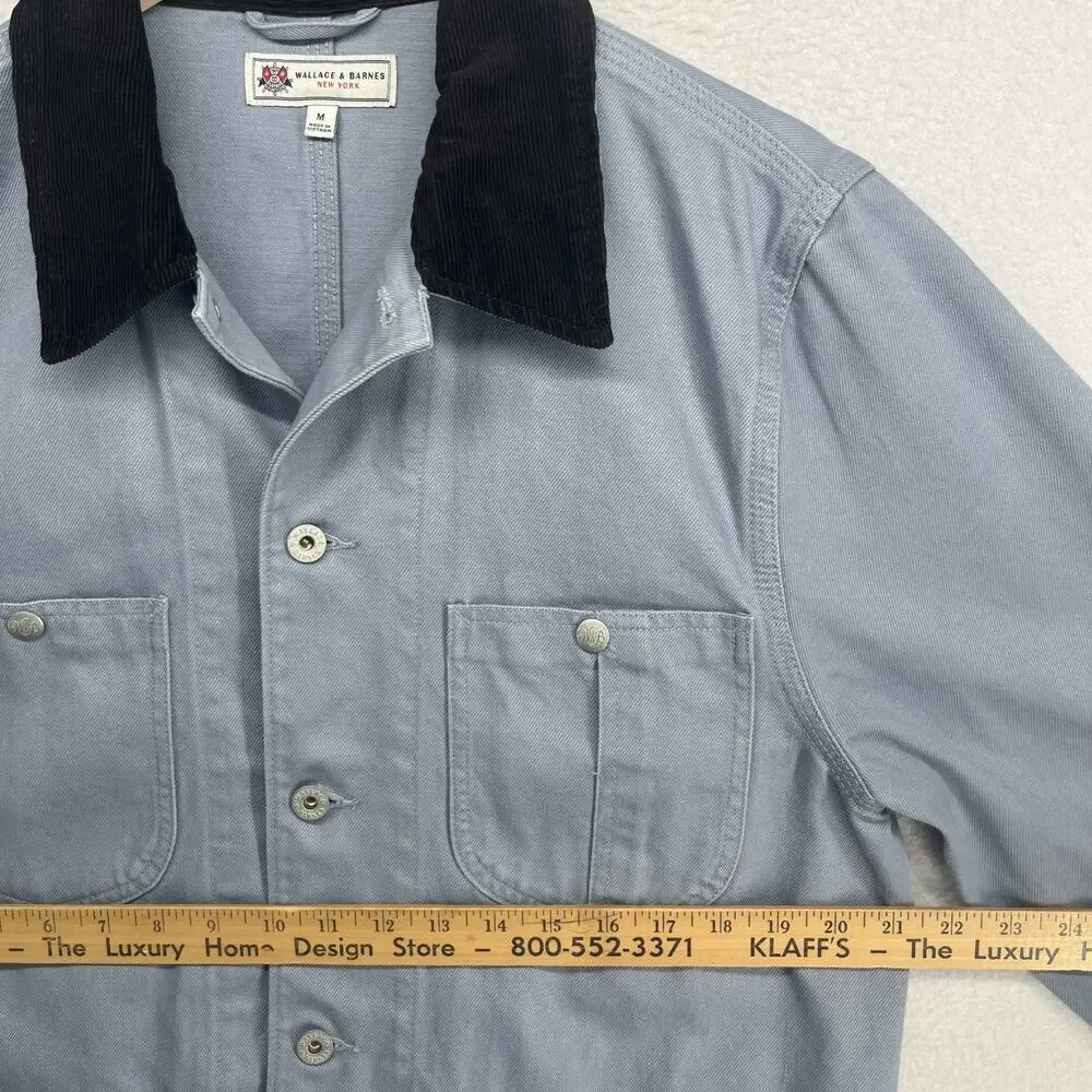 WALLACE & BARNES Jacket Mens M Corduroy Collar Chore Barn Coat Twill Cotton Blue
